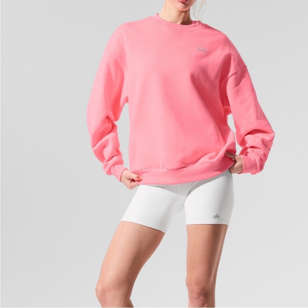 🩷ALO🩷 Neon Bubblegum Accolade Crew Neck Pullover NWT